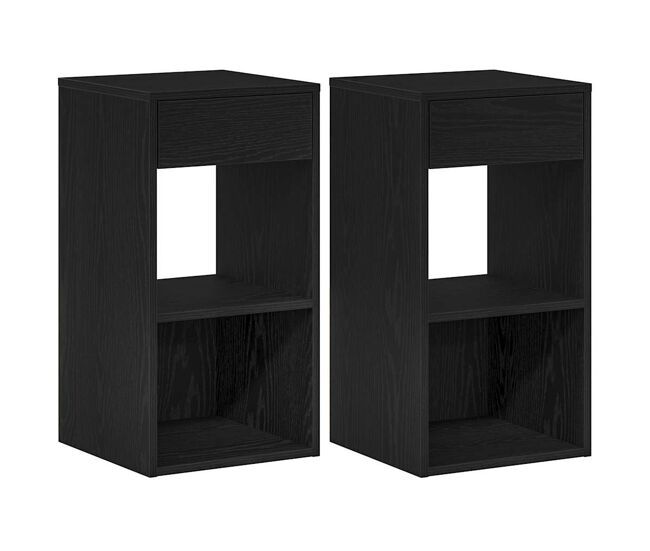 Lote de 2 mesa de cabeceira - mesinha de cabeceira com gaveta 35x34x66,5cm carvalho preto
