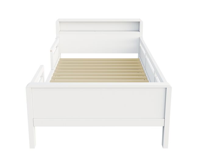 Cama de madeira 90 x 200 cm - porta usb e tipo-c, luz led pequena, cabeceira com prateleiras, cama individual multifuncional - pinho branco