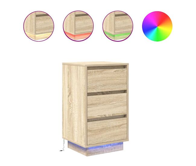 Mesa de cabeceira - mesinha de cabeceira com luzes led 38x34x65 cm carvalho sonoma