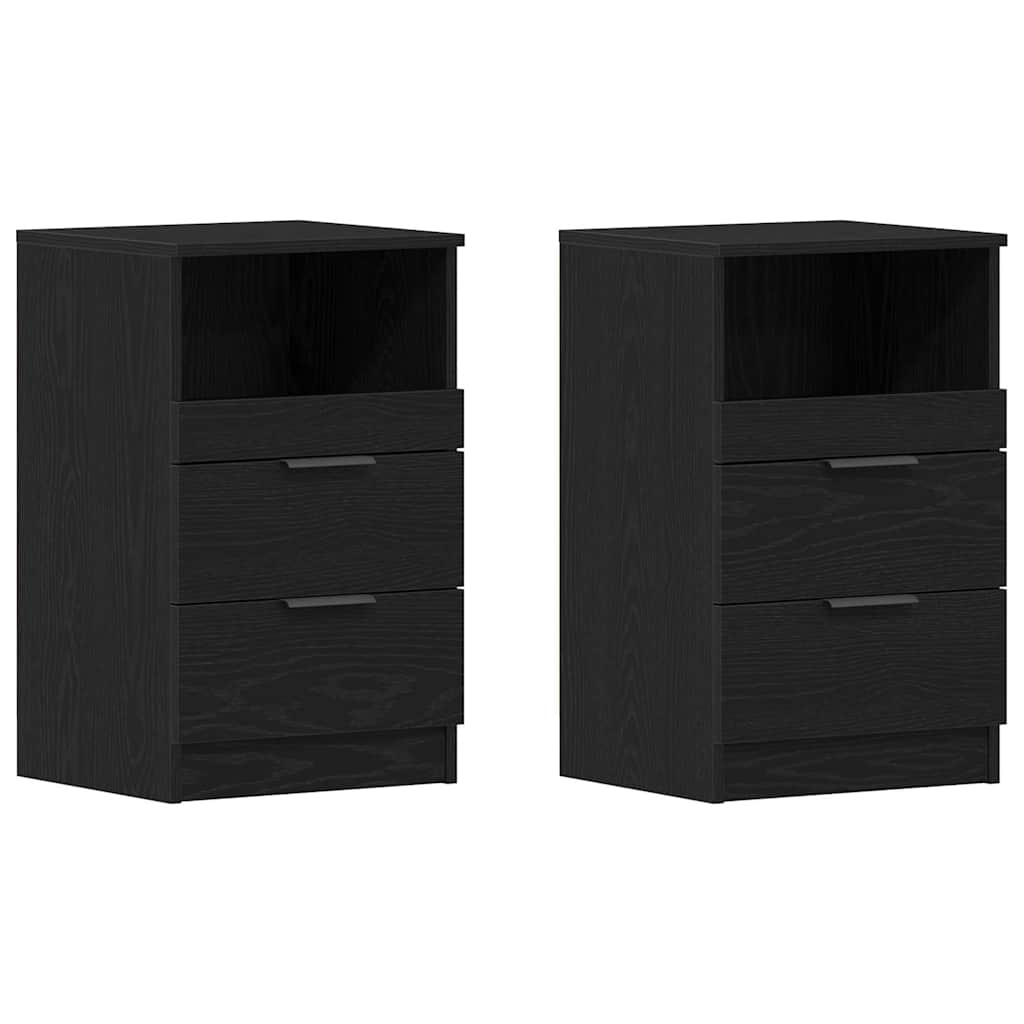 Lote de 2 mesa de cabeceira - mesinha de cabeceira carvalho preto 40 x 35 x 65 cm