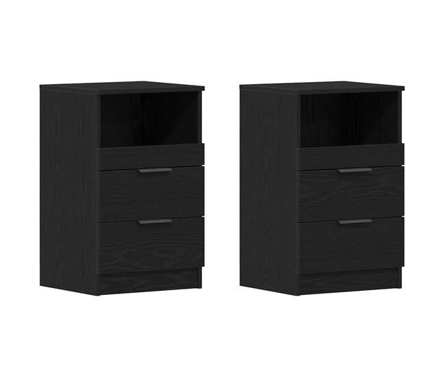 Lote de 2 mesa de cabeceira - mesinha de cabeceira carvalho preto 40 x 35 x 65 cm