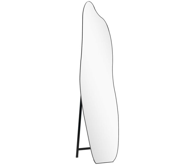 Homcom espelho de pé 160x40 cm sem moldura espelho de corpo inteiro forma irregular com suporte metálico montagem no chão ou apoiado na parede para