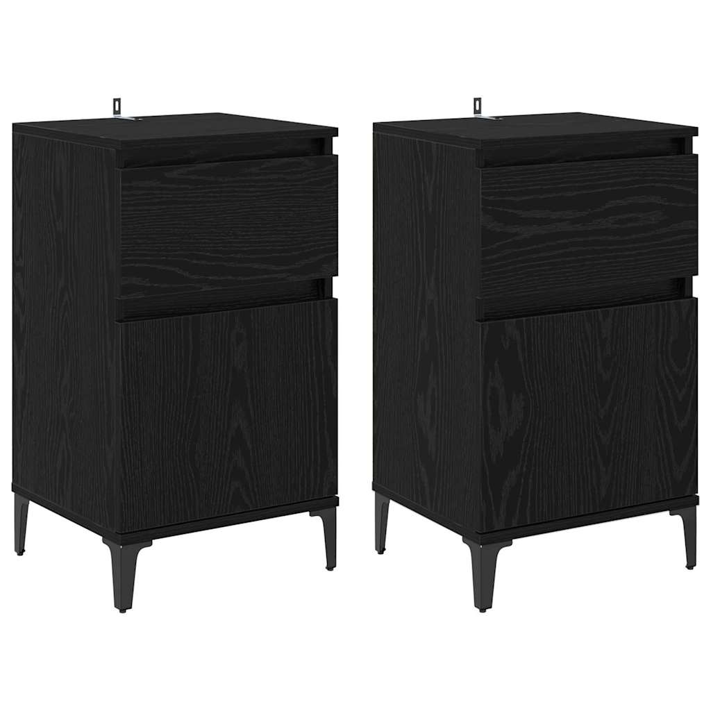 Lote de 2 mesa de cabeceira - mesinha de cabeceira carvalho preto 40 x 35 x 70 cm