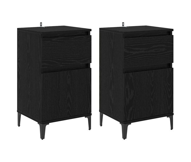Lote de 2 mesa de cabeceira - mesinha de cabeceira carvalho preto 40 x 35 x 70 cm