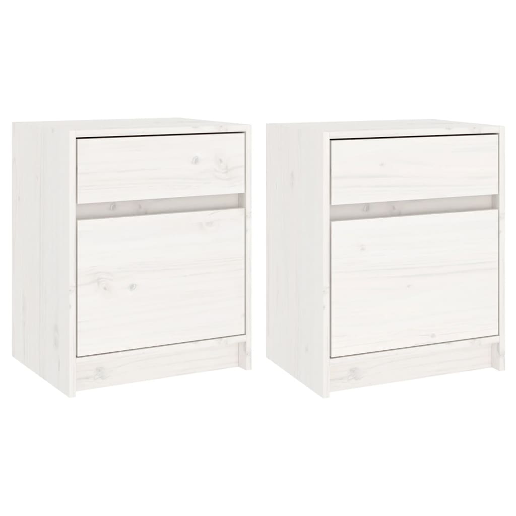 Lote de 2 mesas de cabeceira - mesinhas de cabeceira 40x31x50 cm pinho maciço branco