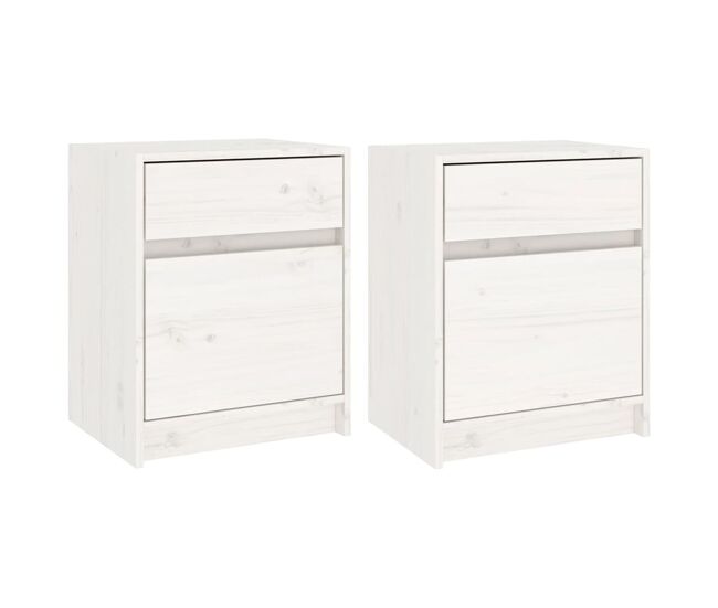 Lote de 2 mesas de cabeceira - mesinhas de cabeceira 40x31x50 cm pinho maciço branco