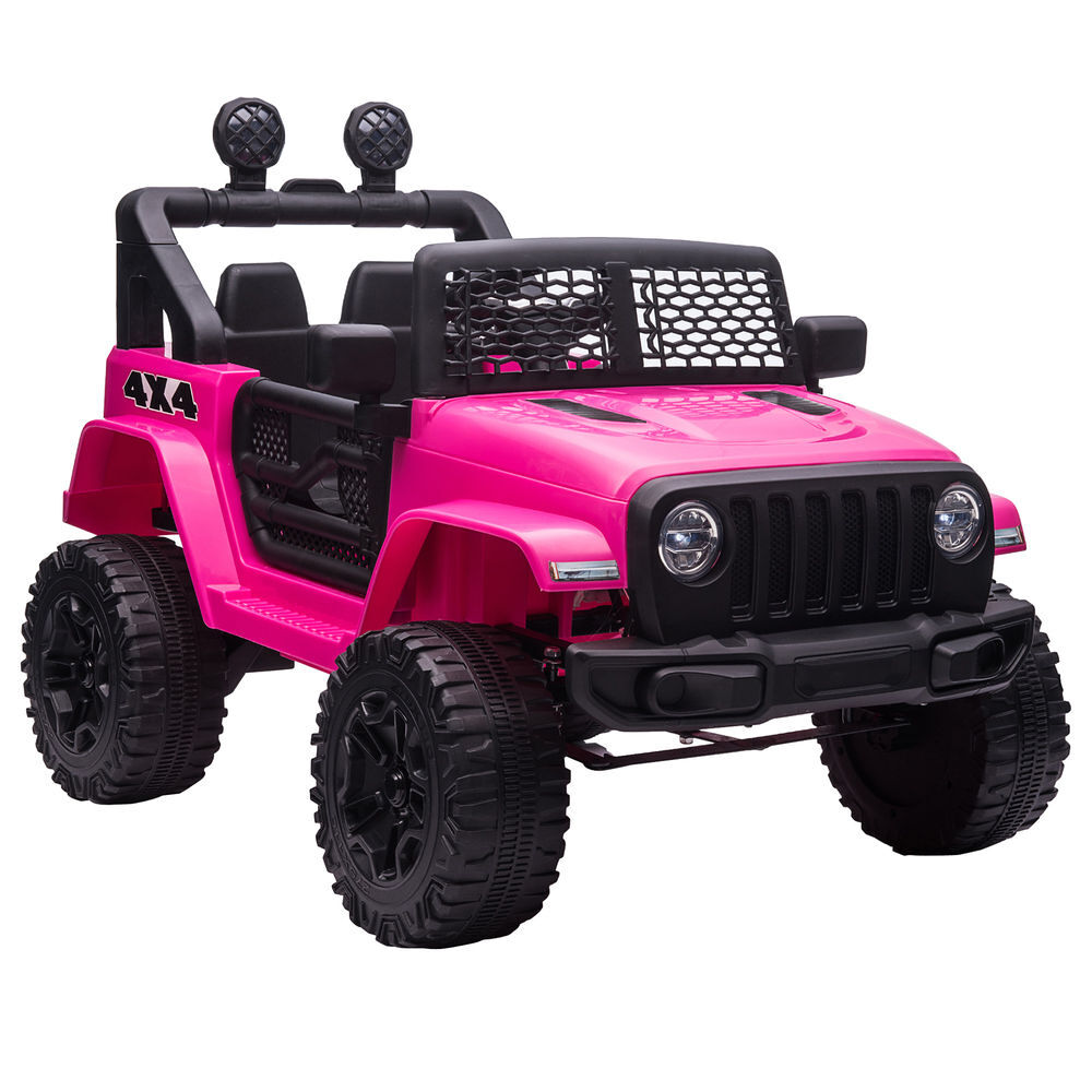 Homcom carro électrique para enfants acima de 3 anos carro de bateria 12v com 2 motores controle remoto 2.4g luzes buzina velocidade ajustável carga máxima 30kg 100x65x72 cm rosa