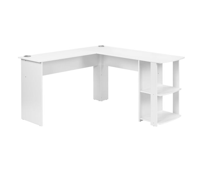 Secretária de canto 140 cm - computertisch, secretária em l com 2 prateleiras - branco