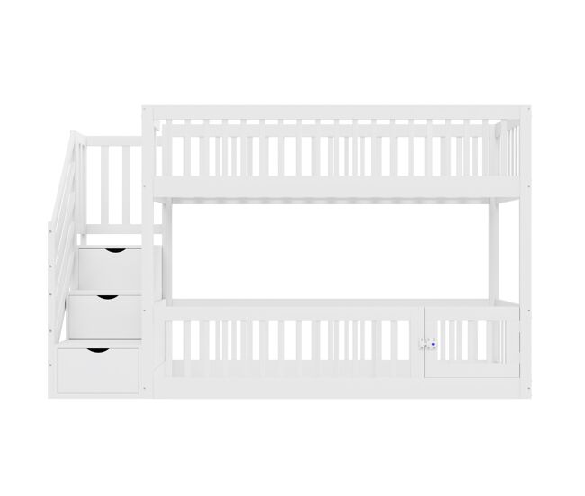 Cama beliche 90x200 - com escada de segurança e gavetas, cama individual com arrumação - branco