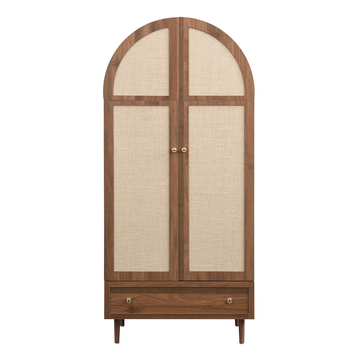 Armário elegante com portas de tecido e gaveta - aparador - madeira, pés de madeira estáveis, armazenamento prático para roupas e acessórios