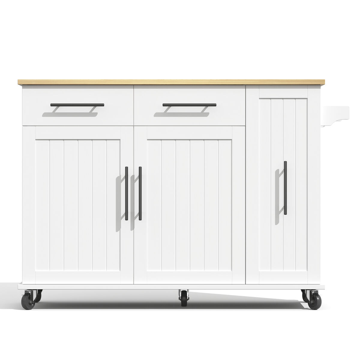 Ilha de cozinha 120 cm - com tampo rebatível, carrinho de armazenamento com 3 prateleiras removíveis, rack interno, carrinho móvel com toalheiro e 2