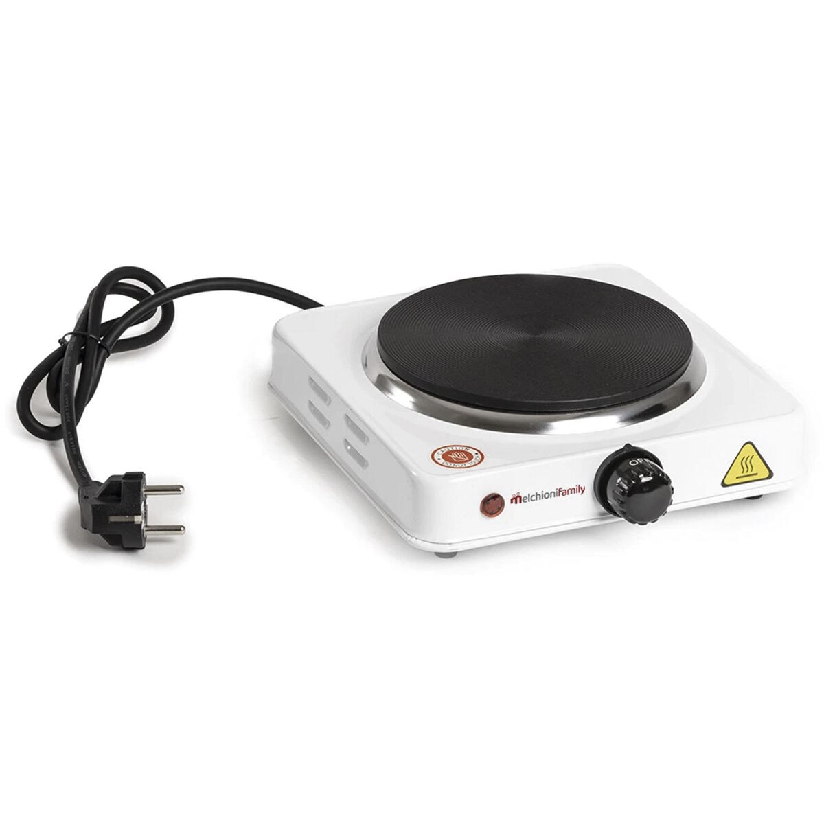 Melchioni Family Cook 1 Fogão Elétrico 1000W, Placa De Ferro Fundido, Termóstato Regulável, Led De Funcionamento, Branco