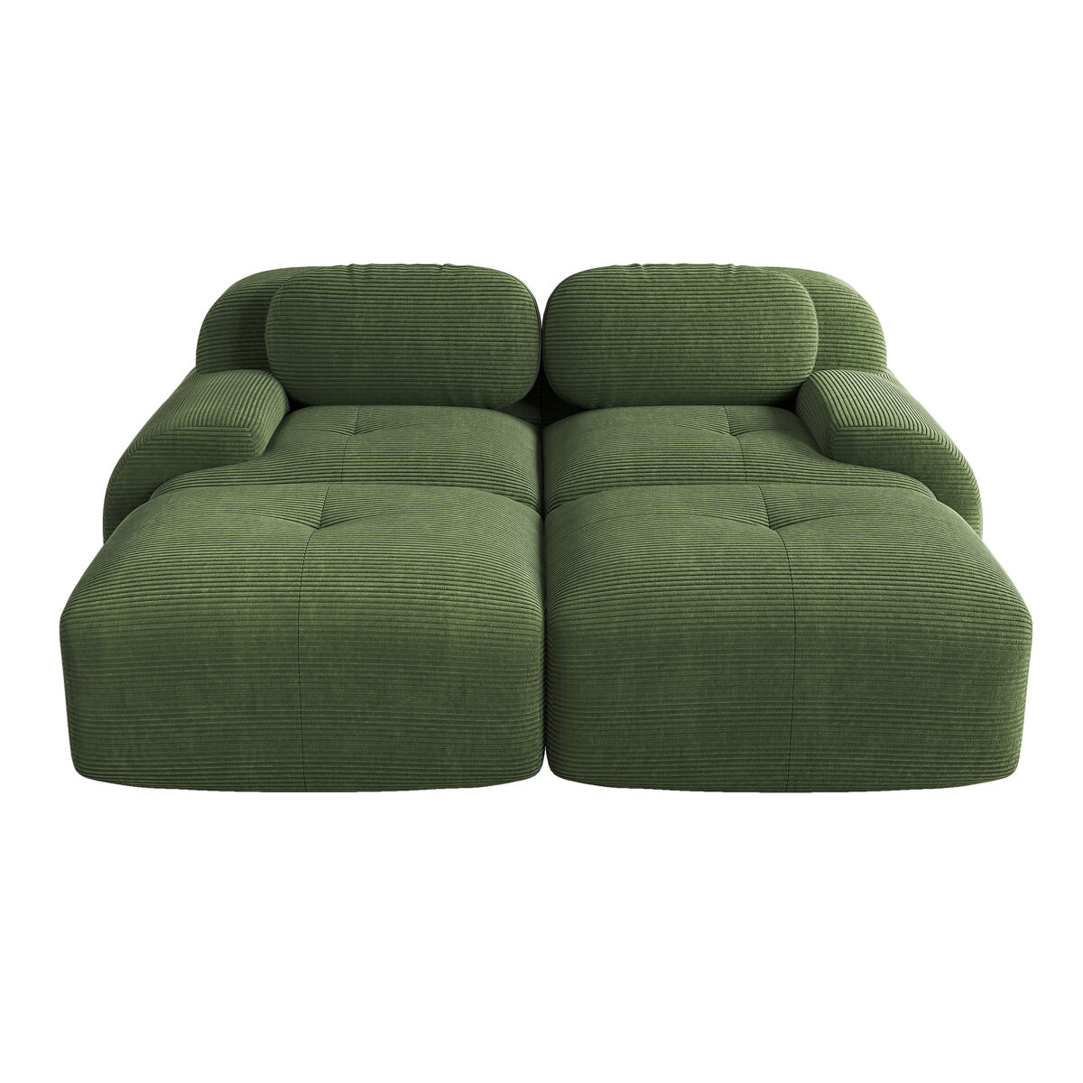 Sofá modular de 2 lugares - com chaise longue, antiderrapante, ergonómico, com estofamento elástico - verde