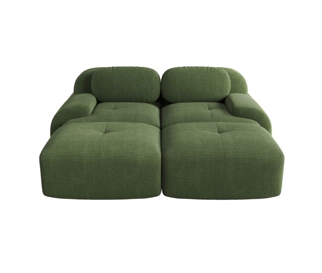 Sofá modular de 2 lugares - com chaise longue, antiderrapante, ergonómico, com estofamento elástico - verde