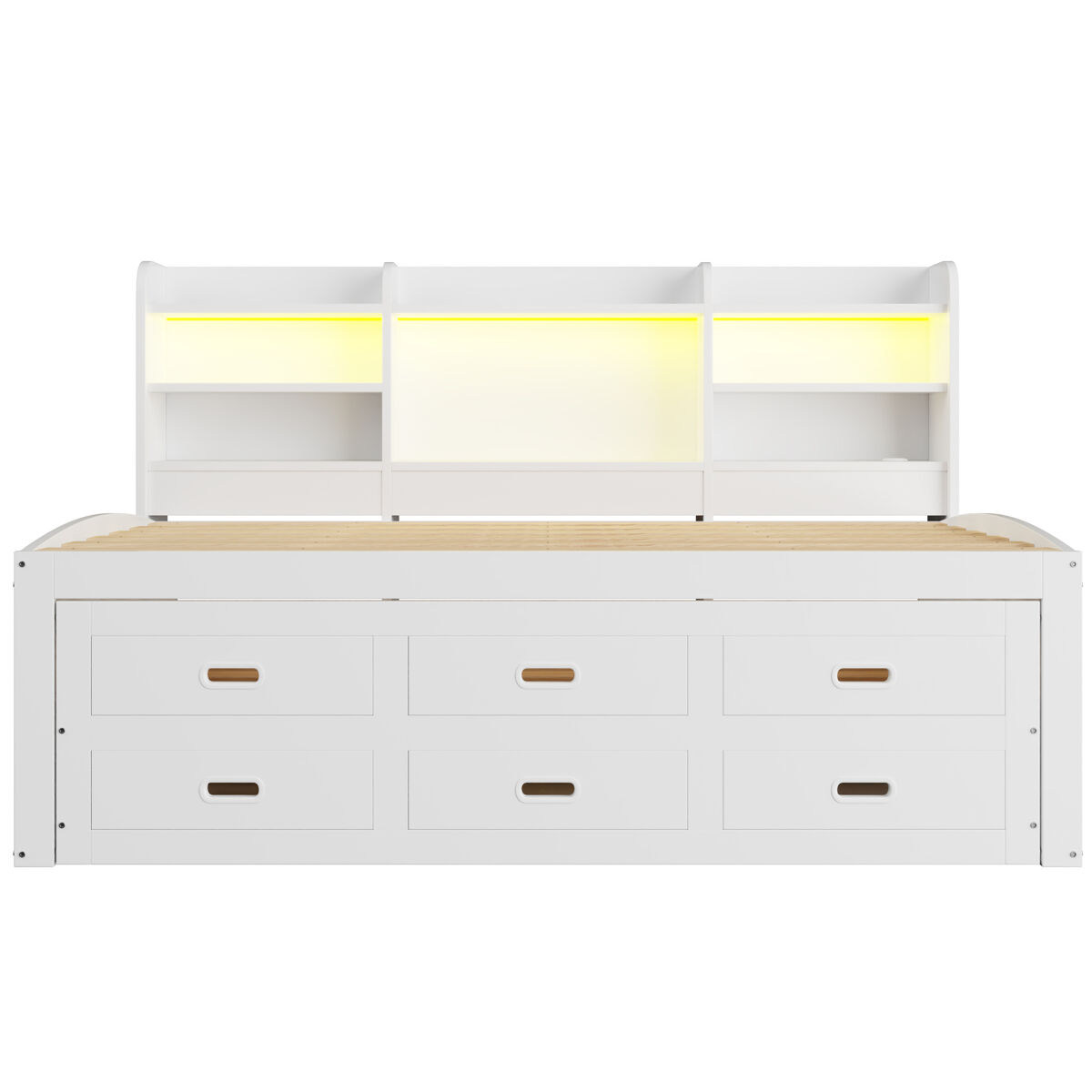 Sofá-cama, 90 x 200 cm - com controlo remoto led, 3 gavetas, mesa de cabeceira, cama extensível multifuncional com usb + tipo c - branco