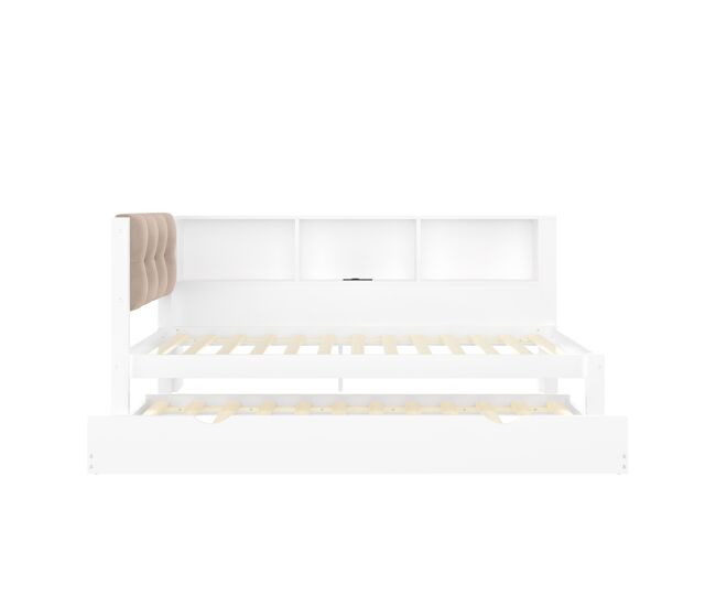 Cama multifuncional 90x200cm - cama extensível, com barra led ajustável, prateleira prática, porta usb - branco