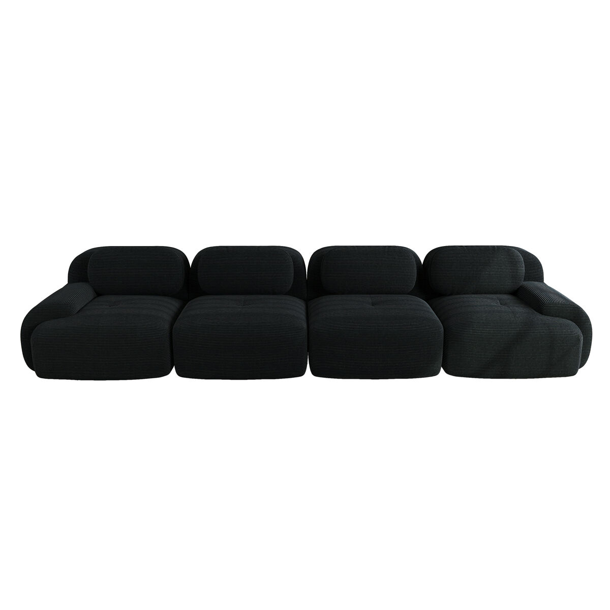 Sofá de 4 lugares - veludo cotelê macio, espuma 32d, ergonómico, adequado para animais de estimação, sem montagem - preto