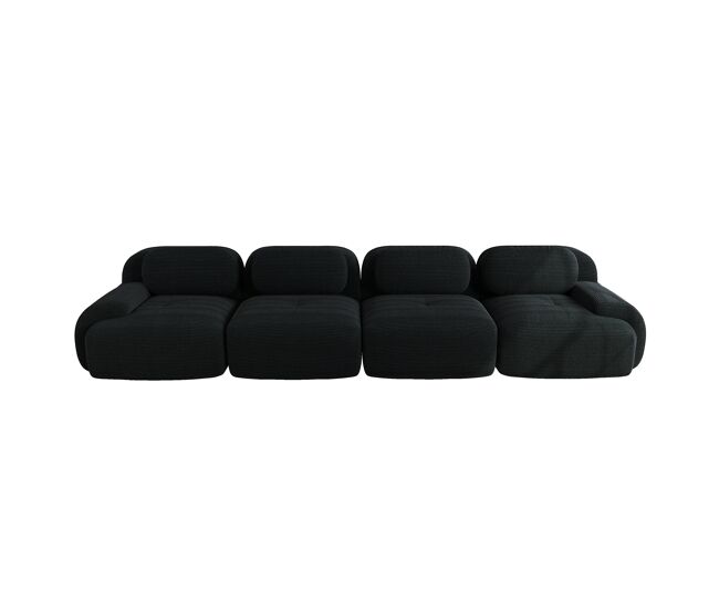 Sofá de 4 lugares - veludo cotelê macio, espuma 32d, ergonómico, adequado para animais de estimação, sem montagem - preto