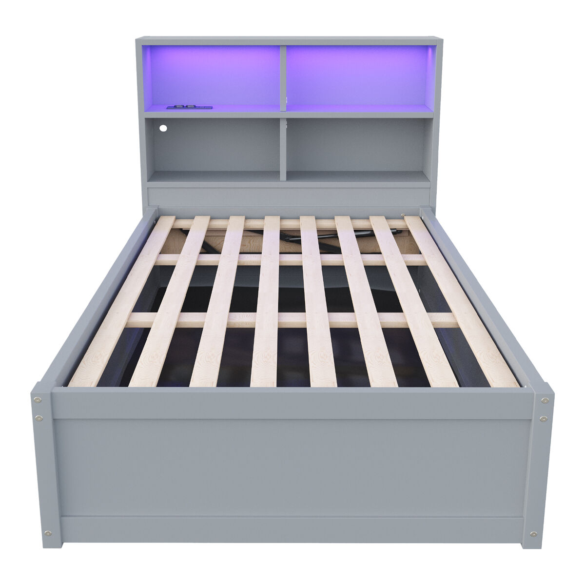 Sofá-cama 90*200 - com várias tomadas, compartimentos de arrumação, luz led, cama hidráulica, cama individual, multifuncional - cinza