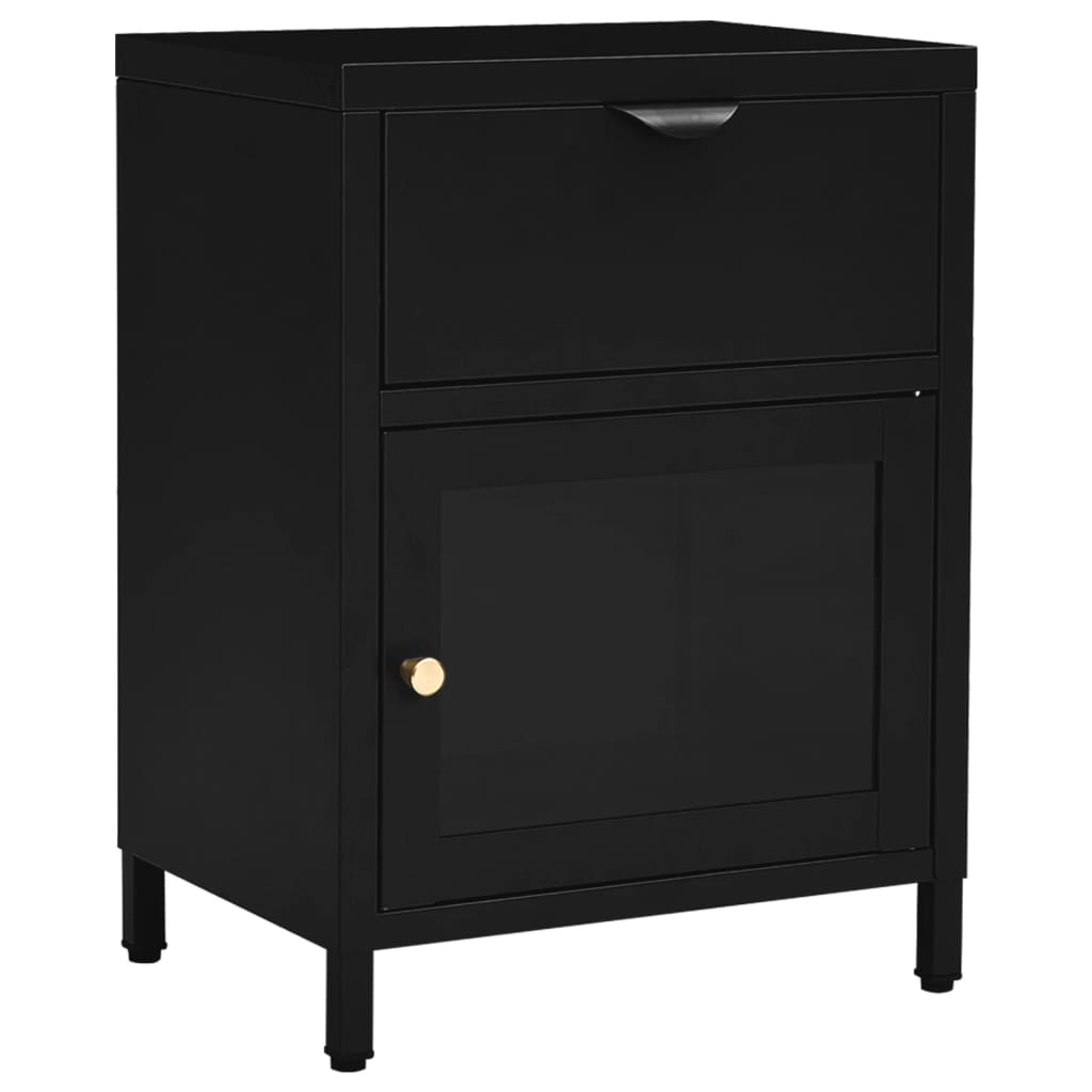 Mesa de cabeceira - mesinha de cabeceira 40x30x54,5 cm vidro e aço preto