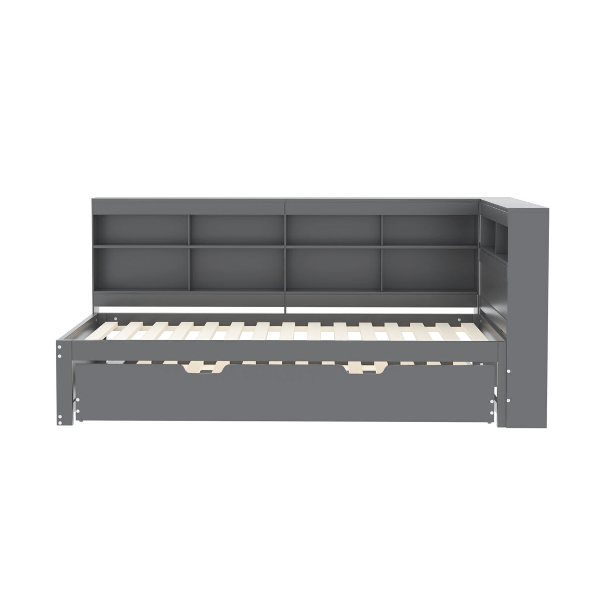 Sofá-cama 90x200 - cama extraível 90x190 com porta usb e vários compartimentos - cinza