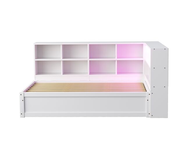 Sofá-cama 90*200 - com tomada múltipla, vários compartimentos de arrumação, faixa de luzes, cama hidráulica, cama de madeira maciça, cama individual,
