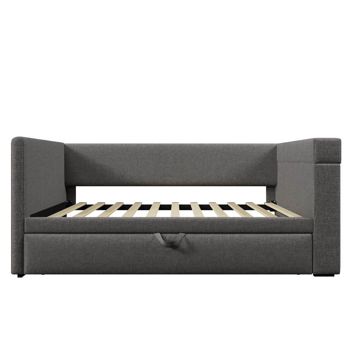 Sofá-cama 90x190 cm - sofá individual com cama extraível, braços com portas usb e type-c, porta-copos, tecido misto de linho - cinza