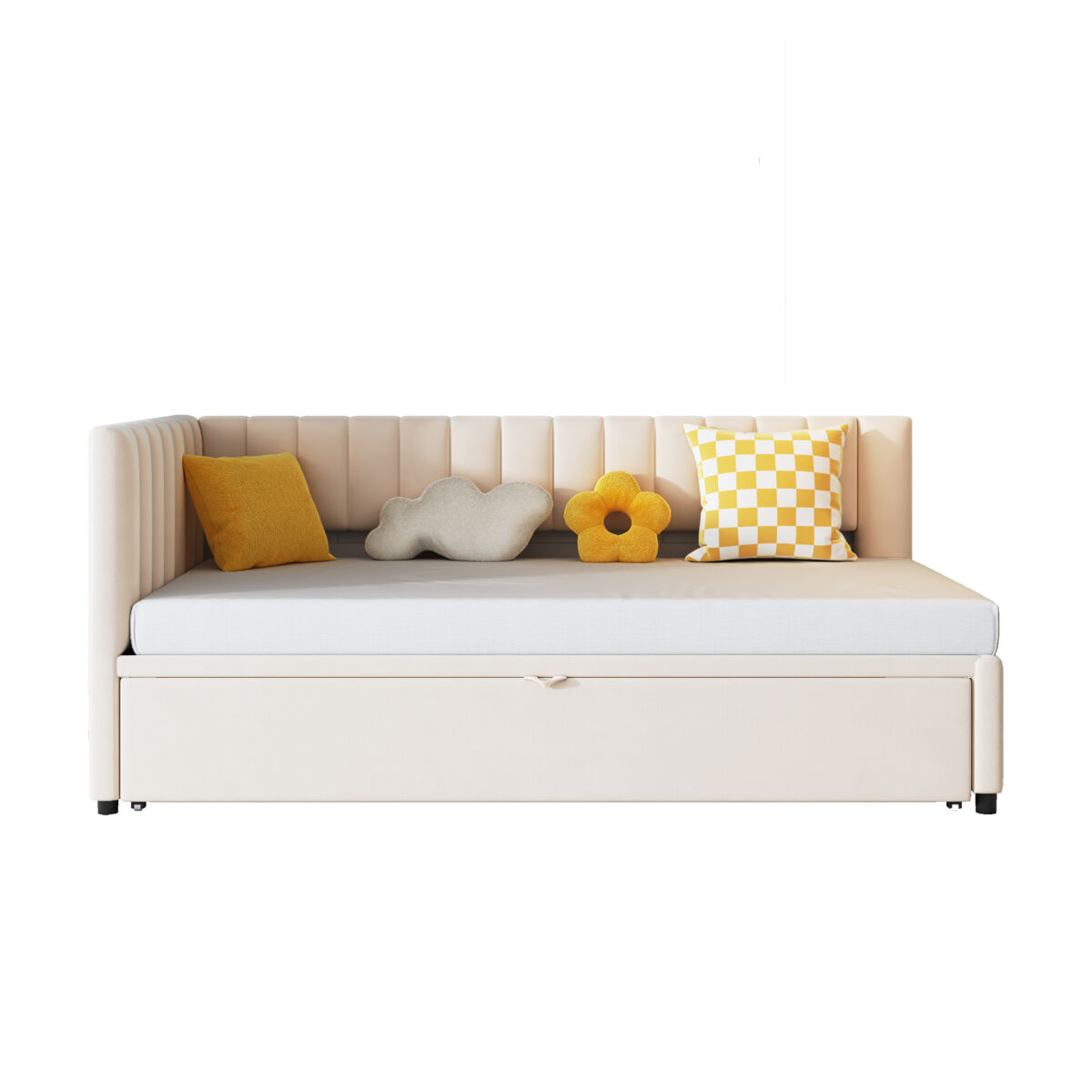 Sofá-cama multifuncional 90/180*200 cm - cama extensível, design compacto, para crianças e hóspedes - bege