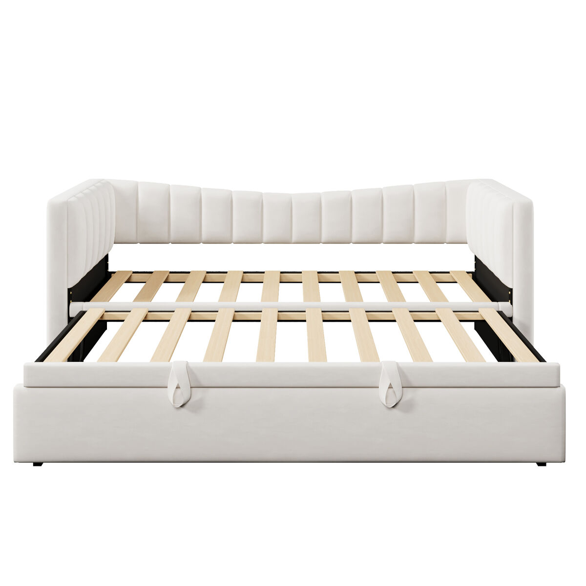 Sofá-cama 90x200 cm - com cama extraível, cama individual, cama de casal (sem colchão), estilo minimalista, veludo - branco
