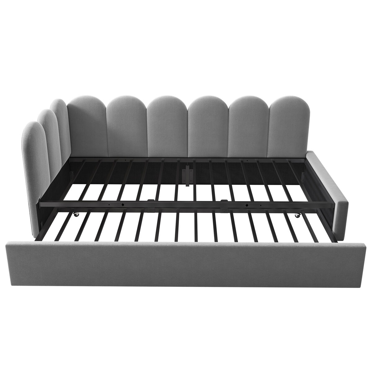Cama divã 90x200 cm - sofá-cama com cama extensível 90x190 cm e estrado - cinza