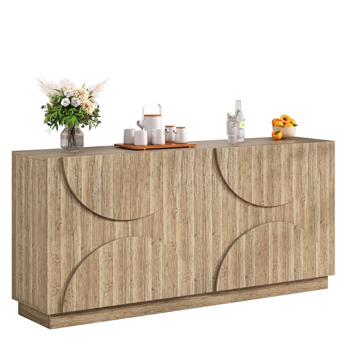 Aparador de painel de partículas com 4 portas,natural