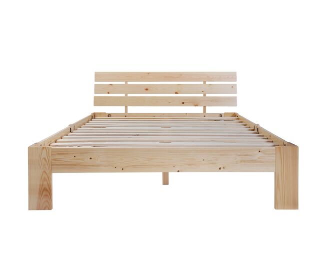Cama de casal em madeira 200x140 cm - cabeceira, estrutura da cama com estrado, madeira maciça, design em pinho