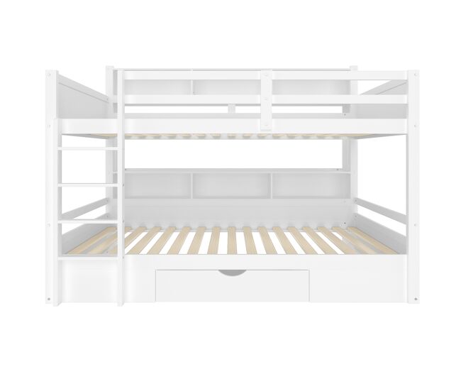 Cama beliche 90x200cm - com gavetas e compartimentos de arrumação - branco