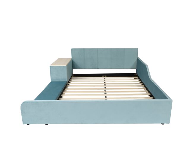 Cama individual 140x200cm - com secretária infantil e banco - azul