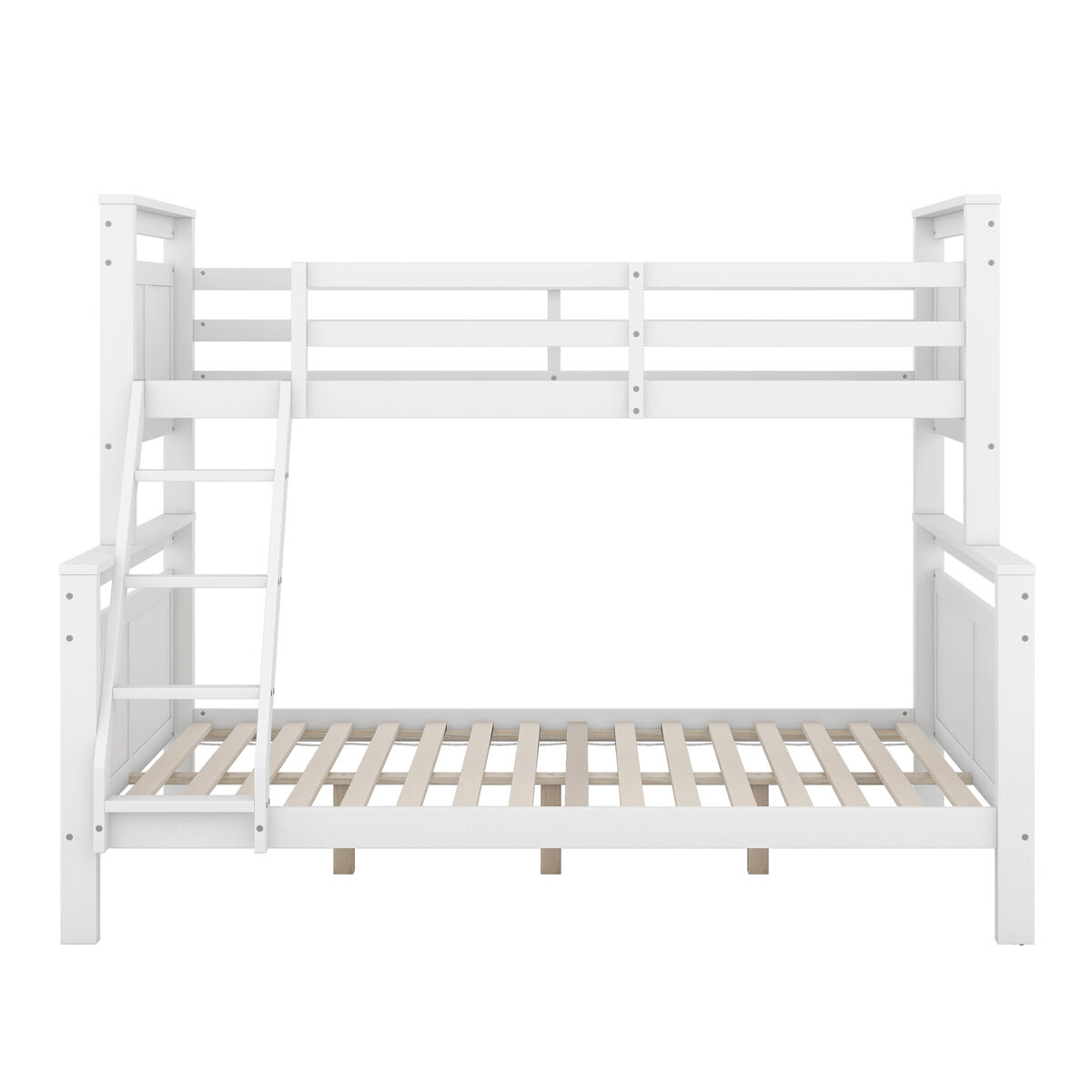 Beliche de madeira 90(140)x200 cm - com escada e corrimão de segurança, convertível em 2 camas separadas - branco