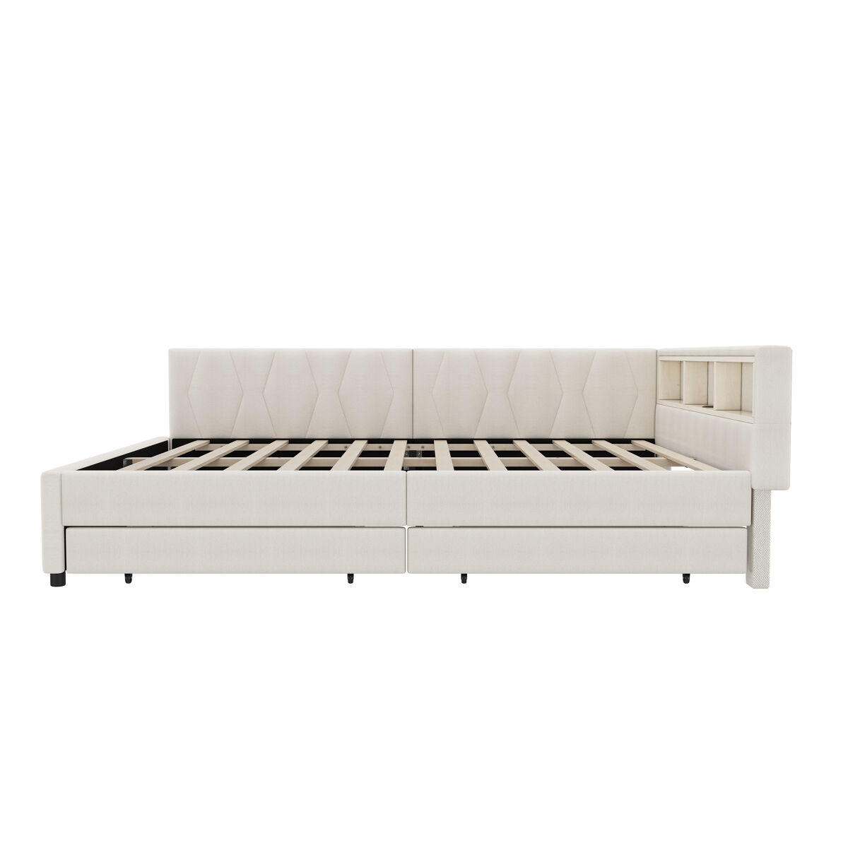 Cama de dia 140x200 cm - sofá-cama, prateleira na cama, usb + tipo c, controlo remoto para luz led ambiente, cama com duas gavetas, cama com estrado (