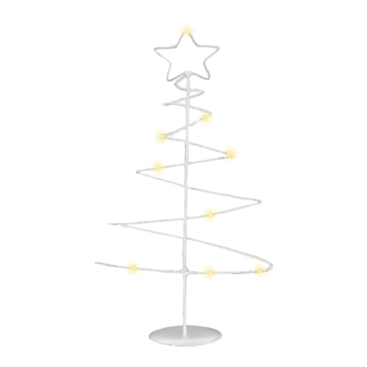 árvore de natal decorativa de metal branco well home com estrela e 46 luzes led e temporizador 53x24x10cm