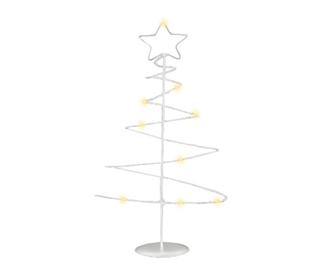 árvore de natal decorativa de metal branco well home com estrela e 46 luzes led e temporizador 53x24x10cm