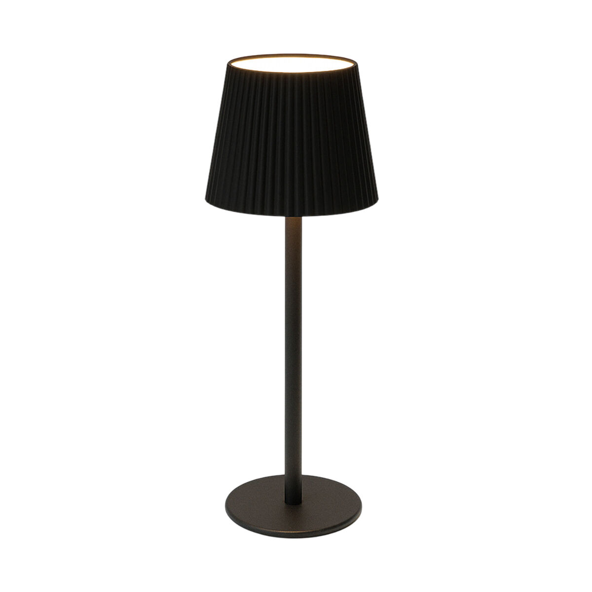 Luminária de mesa led recarregável well home preta com 32 luzes brancas quentes e 4 níveis de brilho ø36,2x10,5cm