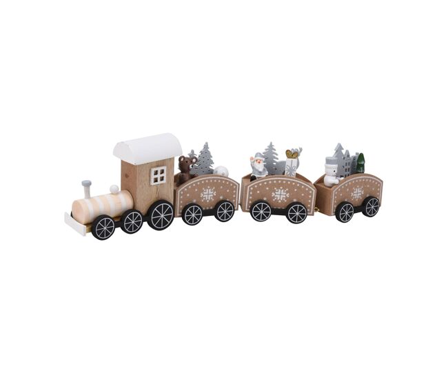 Conjunto de trem de madeira natural 3,5x31x7,5 cm - 2 designs (sortidos)