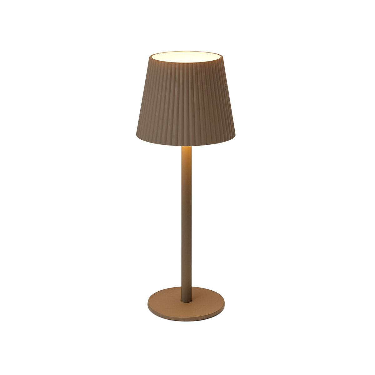 Luminária de mesa led recarregável well home taupe com 32 luzes brancas quentes e 4 níveis de brilho ø36,2x10,5cm