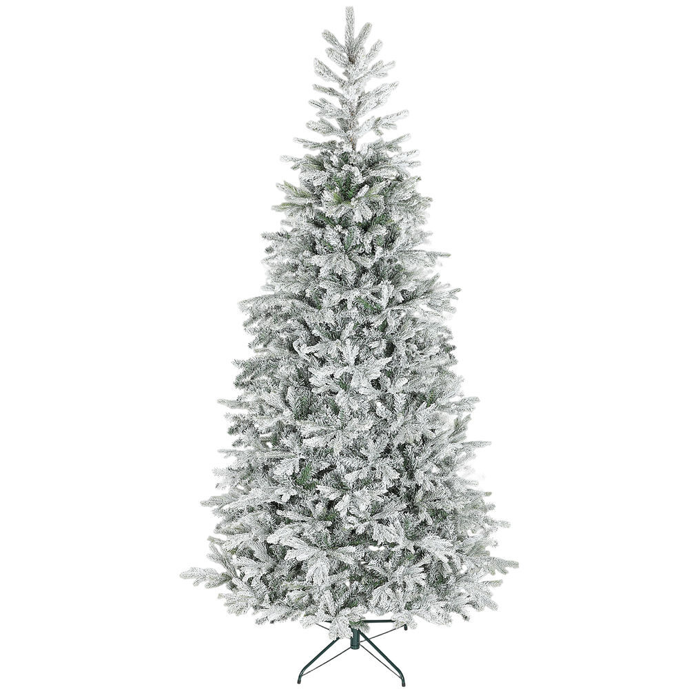 Homcom árvore de natal artificial 210 cm árvore de natal nevada abeto artificial com 1154 ramos base dobrável e fácil de montar decoração para casa