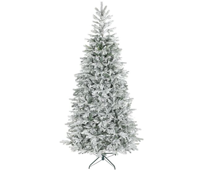 Homcom árvore de natal artificial 210 cm árvore de natal nevada abeto artificial com 1154 ramos base dobrável e fácil de montar decoração para casa