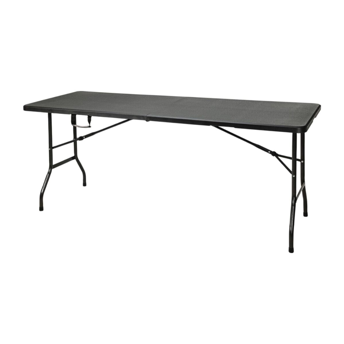 Mesa dobrável preta well home com mecanismo de travamento automático 74x180x70cm