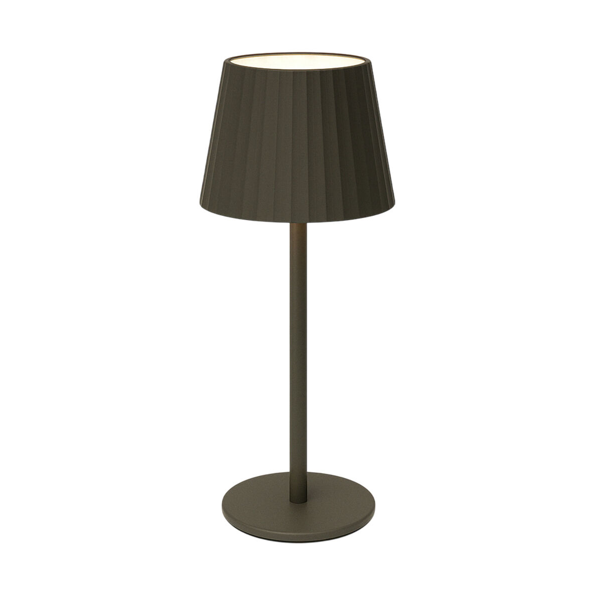 Luminária de mesa led recarregável well home taupe com 24 luzes brancas quentes e 3 níveis de brilho ø27,5x9cm
