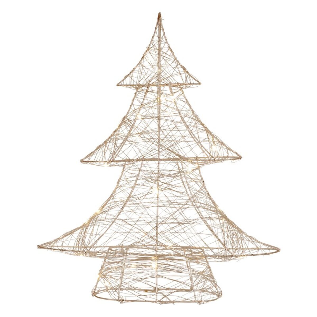 árvore decorativa luminosa well home em dourado com 60 micro leds branco quente 60x50x13cm