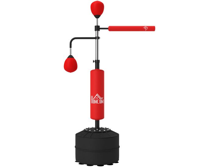 Homcom punching ball de boxe com altura ajustável com 2 bolas de velocidade barra giratória 360° e base preenchida com água ou areia punching ball