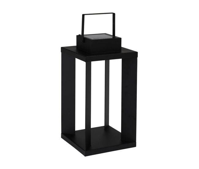 Lanterna solar de metal preto well home com 25 luzes led brancas quentes 42x22x22cm