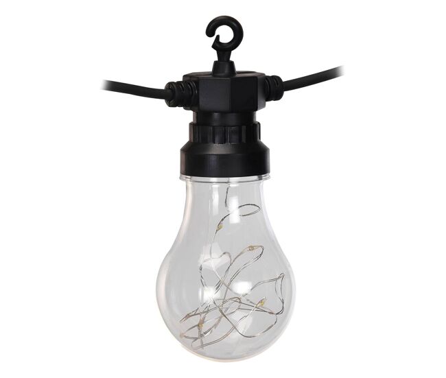 Cordão de 10 luzes led em branco quente 15x450x6cm