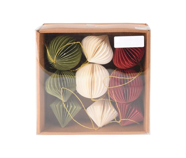Conjunto de 9 decorações de natal em formato de favo de mel da well home - diversos formatos e cores
